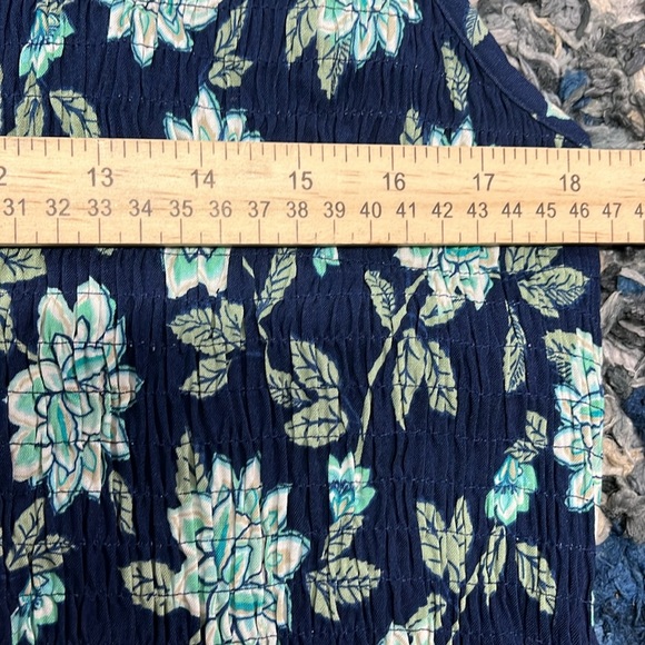 Croft & Barrow Dress Smocked Challis Swing Midi Blue Green Floral Pockets XL - Picture 6 of 7